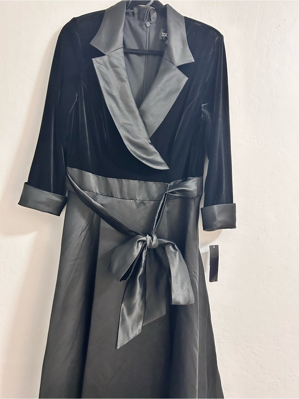 Classic Black Velvet & Satin Wrap Dress